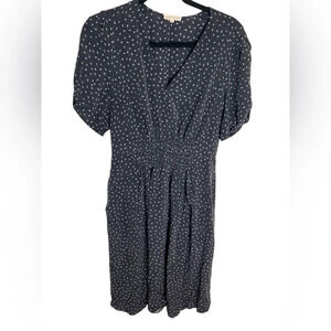 Rebecca Taylor Womens Black Print Scrunch Back MIDI Dress Size 10